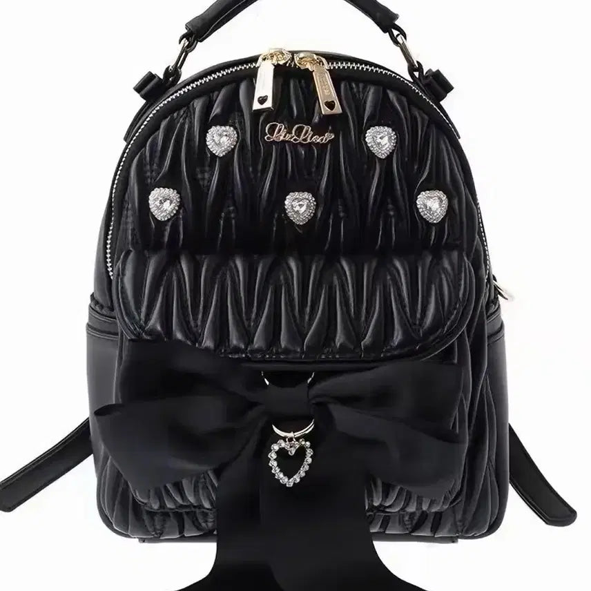 [BUNJANG] Lizlisa Manny Bijou Long Ribbon Backpack - Black / lizlisa 리즈리사 매니 비쥬 롱 리본 백팩 블랙 양산형 지뢰계 양지뢰 스나계 걸리계 가방 질스튜어트
