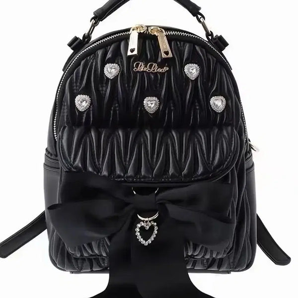 [BUNJANG] Lizlisa Manny Bijou Long Ribbon Backpack - Black / lizlisa 리즈리사 매니 비쥬 롱 리본 백팩 블랙 양산형 지뢰계 양지뢰 스나계 걸리계 가방 질스튜어트