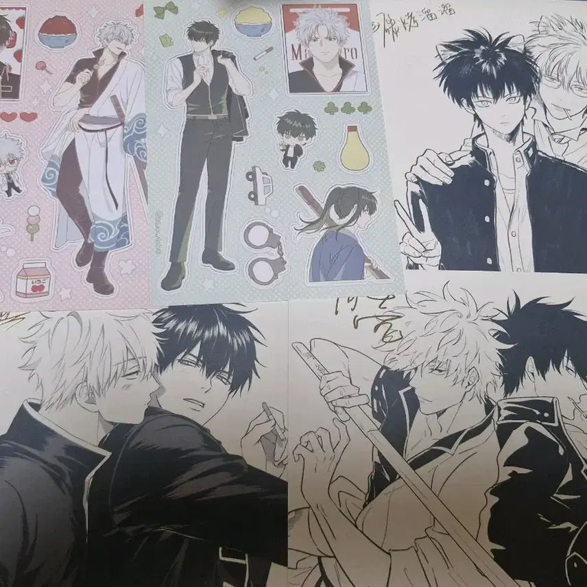 [BUNJANG] Gintama Gintoki & Hijikata "Palboknim" Sticker and Postcard Set / 은혼 긴히지 팔복님 스티커, 엽서 판매