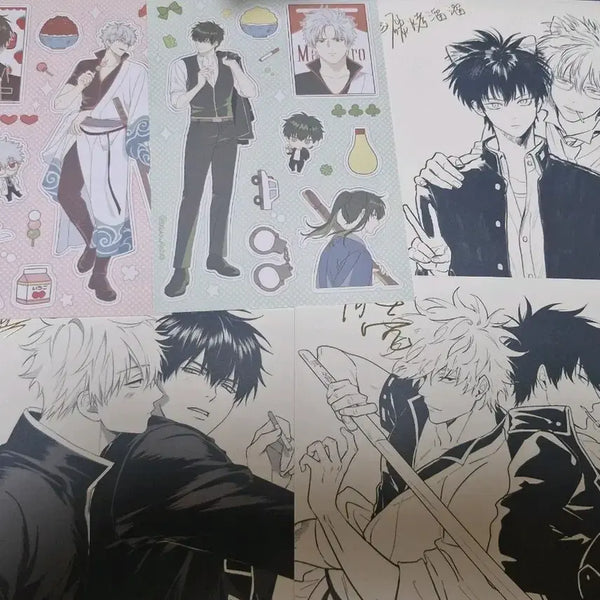 [BUNJANG] Gintama Gintoki & Hijikata "Palboknim" Sticker and Postcard Set / 은혼 긴히지 팔복님 스티커, 엽서 판매