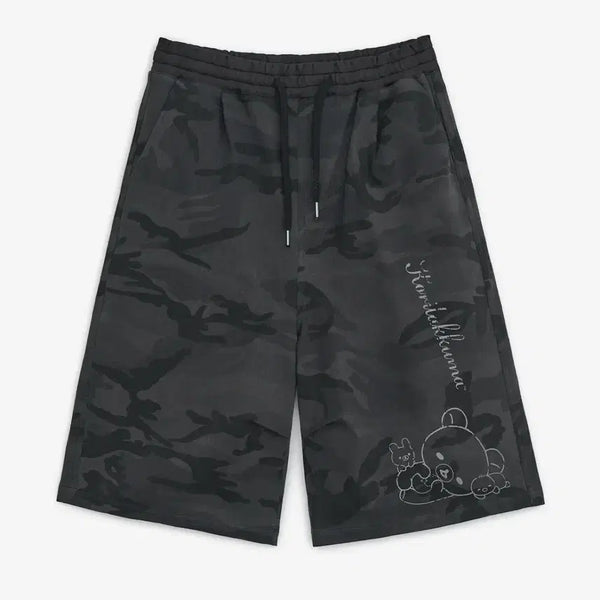 [BUNJANG] HUG YOUR SKIN Camo Rilakkuma Bermuda Pants (Charcoal) / 허그유어스킨 카모 코리락쿠마 버뮤다 팬츠 (차콜)