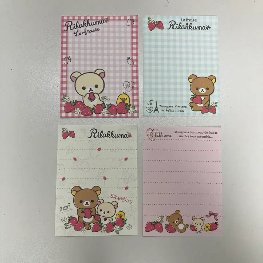 [BUNJANG] Classic Rilakkuma Strawberry Paris Check Mini Memo Pad Paper Goods / 고전 리락쿠마 딸기 파리 체크 미니 메모지 지류 문구류 코리락쿠마 소분 메모띵 메모지띵