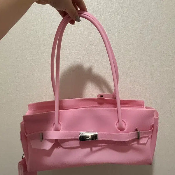 [BUNJANG] Dainnit Jelly Bag Set Pink with Card Holder and Fluorescent Green Tarpaulin Bag / 다이닛 젤리백 핑크+카드지갑+타포린백 있음(형광그린)