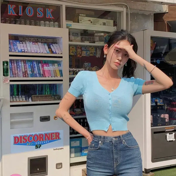 [BUNJANG] Fay Ejd Puff Short Sleeve Cardigan / 페일제이드 퍼프 반팔 가디건