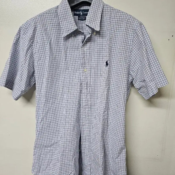 [BUNJANG] Polo Ralph Lauren Custom Fit Dress Short Sleeve Checkered Shirt L / [100]정품 폴로 랄프로렌 커스텀핏 드레스 반팔 체크셔츠 L