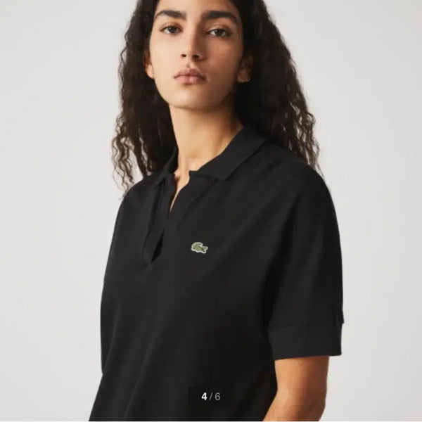 [BUNJANG] Lacoste Women's Relaxed Fit Heritage Polo Shirt (Black, S) / 라코스테 여성 릴랙스핏 헤리티지 폴로셔츠 (블랙, S) 김나영 착용