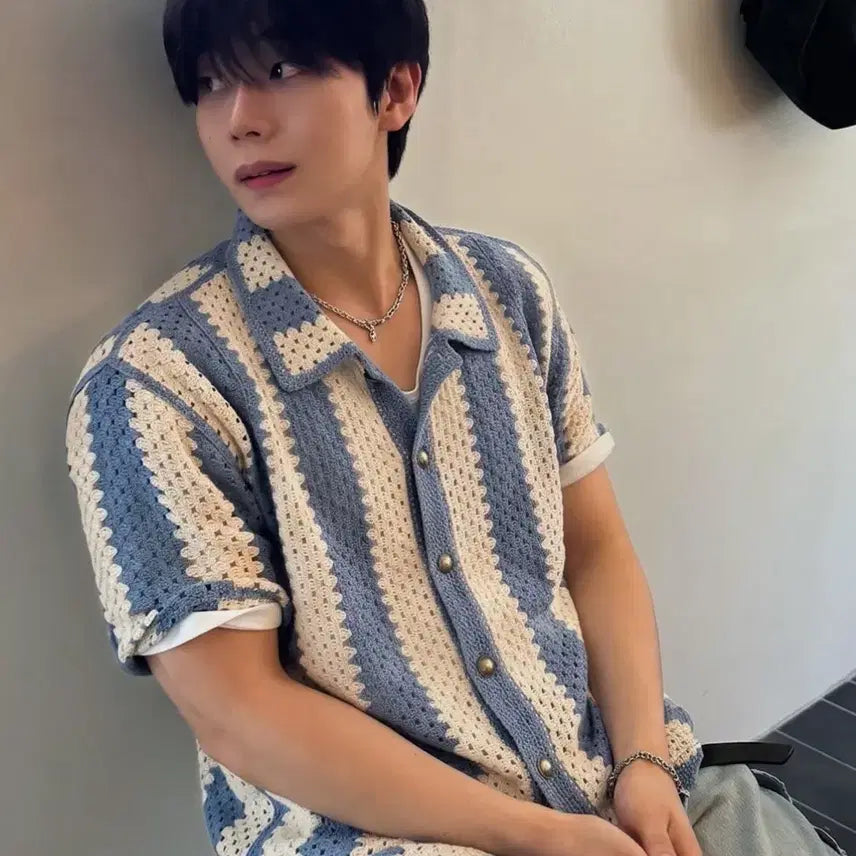 [BUNJANG] Dimitri Black Hawaiian Crochet Knit / 디미트리블랙 하와이안 크로쉐 니트
