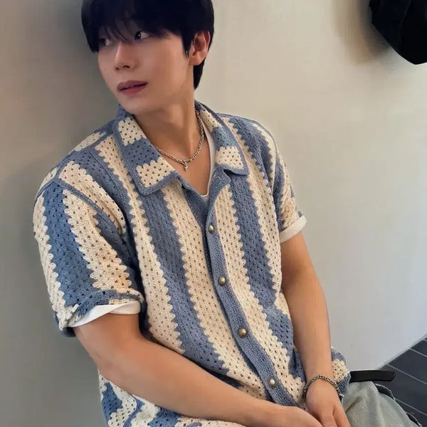 [BUNJANG] Dimitri Black Hawaiian Crochet Knit / 디미트리블랙 하와이안 크로쉐 니트
