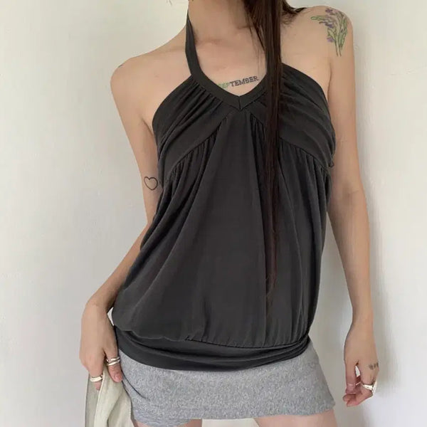 [BUNJANG] Drape Halter Top / 드레이프 홀터탑