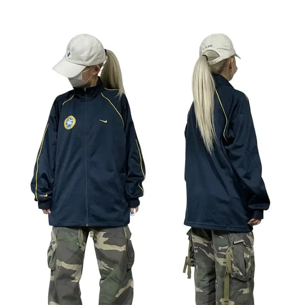 [BUNJANG] Nike Navy Oversized Gold Side Line Track Top Jersey L / 나이키 네이비 오버핏 골드 사이드 라인 트랙탑 져지 L