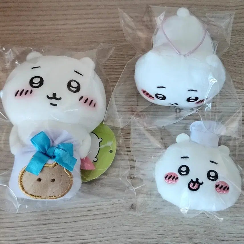 [BUNJANG] Cheekawaii Desktop Mascot & Parade Nesoberi Plush & Chef Face Badge Bundle Set / 치이카와 데스크탑 마스코트&퍼레이드 네소베리 누이&요리사 얼굴 뱃지