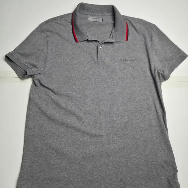 [BUNJANG] Calvin Klein Jeans Grey Slim Fit Polo T-Shirt L / ( 캐반틀라인 진스)그레이 슬림핏 폴로티셔츠 L