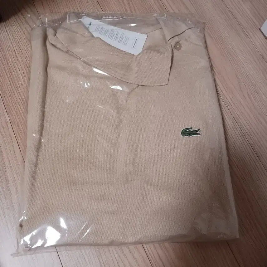 [BUNJANG] Lacoste Striped Collar T-Shirt Beige New / 라코스테 사선 카라티 36 베이지 새상품