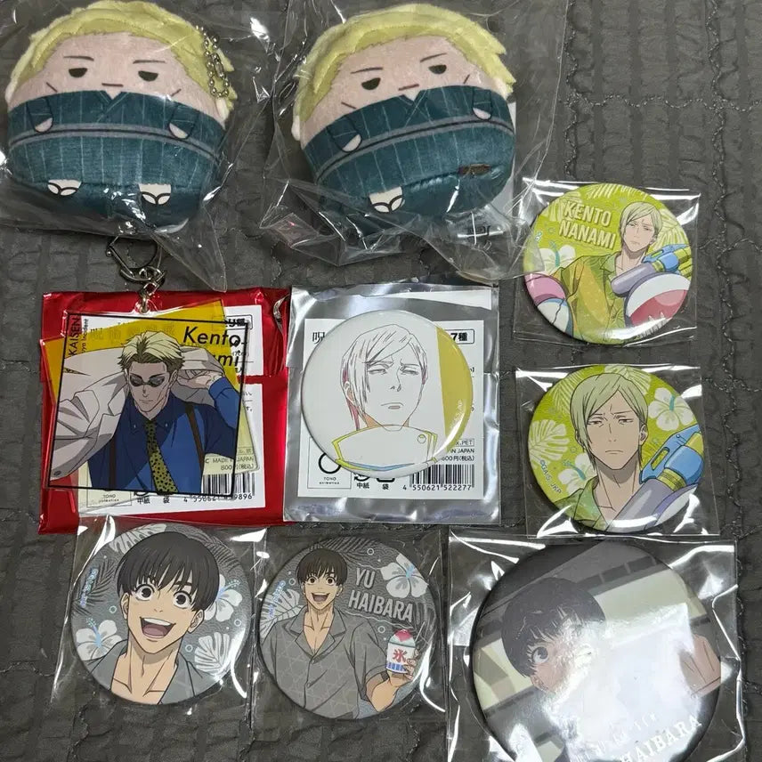 [BUNJANG] Jujutsu Kaisen Nanami & Haibara Can Badge & Acrylic Keychain Set / 주술회전 나나미 하이바라 캔뱃지 쿠지 후와코로링 전시회 캔뱃지 아크릴 키링