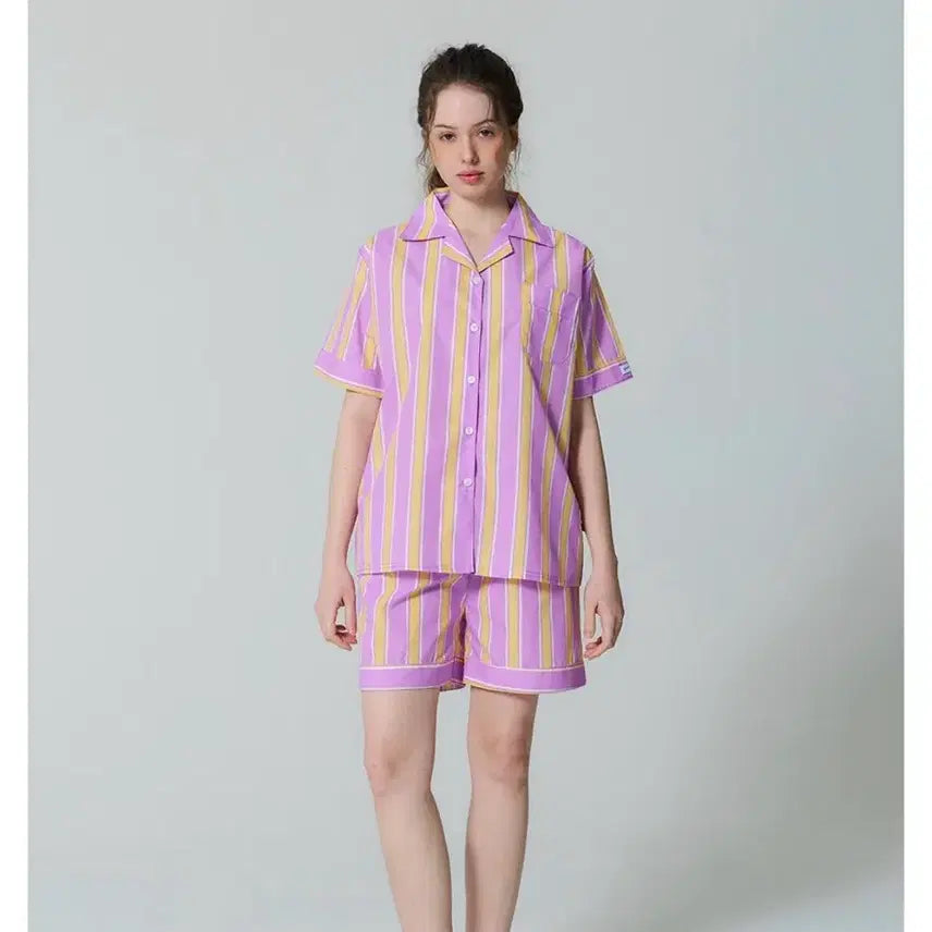 [BUNJANG] OFF HOURS Stripe Short Sleeve Pajama Set - Size M / 오프아워 스트라이프 반팔 파자마 세트 M