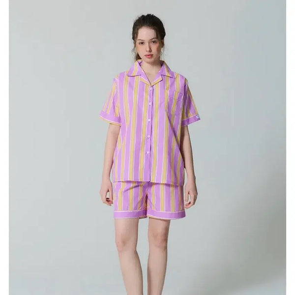 [BUNJANG] OFF HOURS Stripe Short Sleeve Pajama Set - Size M / 오프아워 스트라이프 반팔 파자마 세트 M