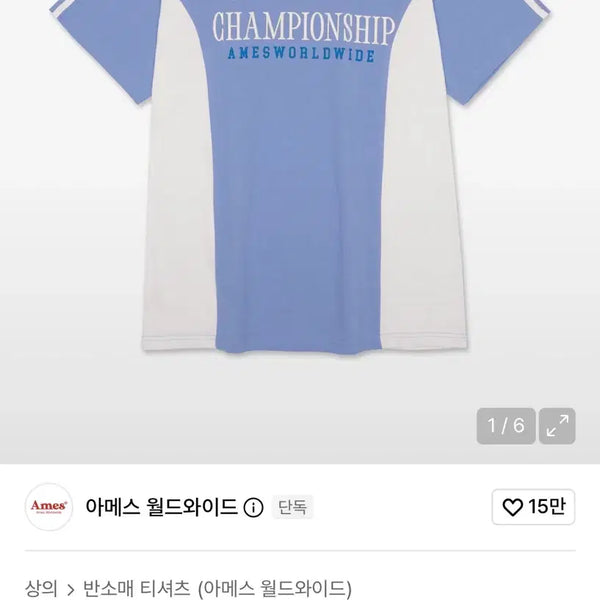 [BUNJANG] Ames Worldwide Championship T-shirt Blue / 아메스 월드와이드 챔피언십 티셔츠 블루