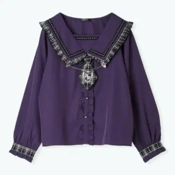 [BUNJANG] Noemie Purple Gothic Sailor Tie Blouse / (개급전 아침까지만)노에미 퍼플 고딕 세일러 넥타이 블라우스 양지뢰 지뢰계