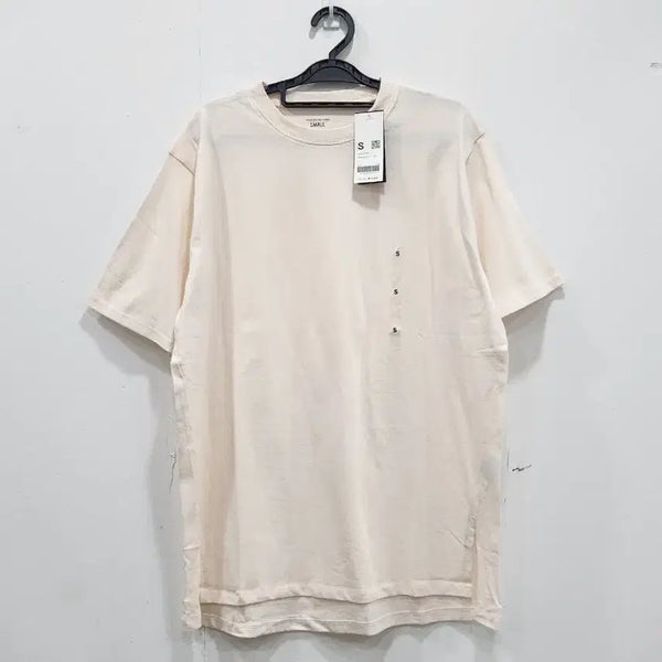 [BUNJANG] Giordano Oversized Cotton Short Sleeve T-Shirt - Beige, Size S / [S] 새상품 지오다노 오버핏 코튼 반팔티 여성