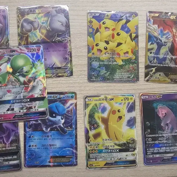 [BUNJANG] Pokemon Card Set - Mewtwo, Ash's Pikachu, Yveltal, and 3 Others / 포켓몬 카드 실험실 뮤츠 지우의 피카츄 이벨타르 외 6장