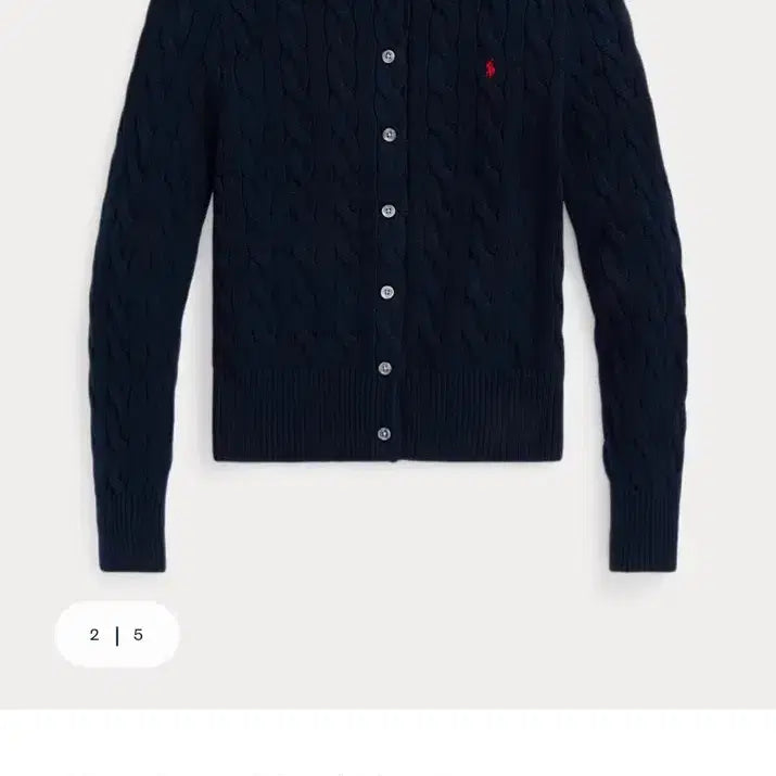 [BUNJANG] Polo Ralph Lauren Cable Knit Cotton Crewneck Cardigan Navy / (큐알o) 폴로 케이블 니트 코튼 크루넥 가디건