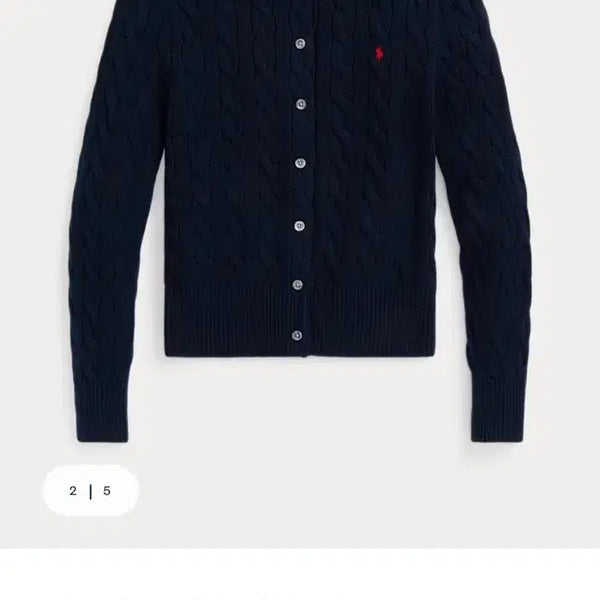 [BUNJANG] Polo Ralph Lauren Cable Knit Cotton Crewneck Cardigan Navy / (큐알o) 폴로 케이블 니트 코튼 크루넥 가디건