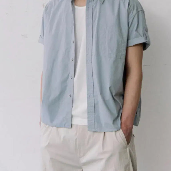 [BUNJANG] HUBS FIELD ROLL UP SHIRT Cloud Blue L / 후브스 필드롤업 셔츠 클라우드블루 L