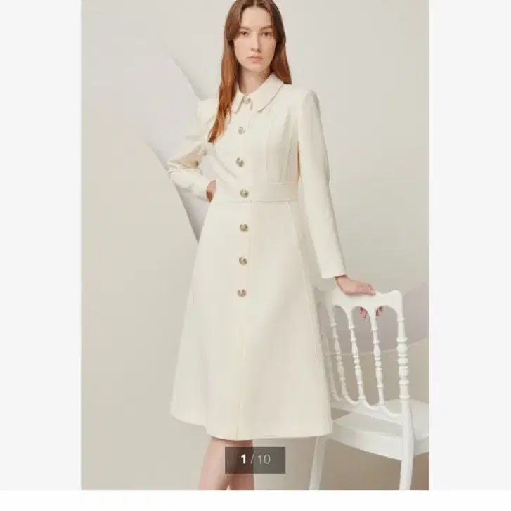 [BUNJANG] Jigott Crepe Button Flare One-Piece Dress / 지고트 원피스 크레이프 버튼 플레어