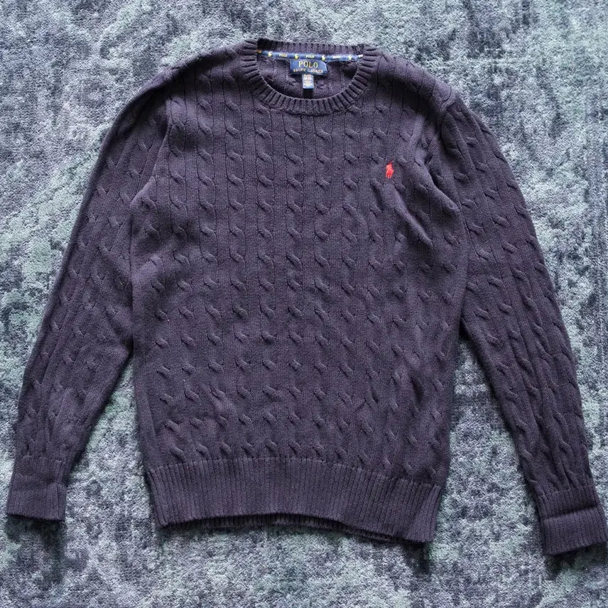 [BUNJANG] Polo Ralph Lauren Navy Cable Knit M / 폴로 랄프로렌 네이비 꽈배기 니트 M