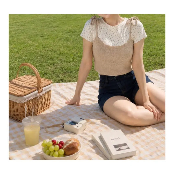 [BUNJANG] Cropped T-shirt & Camisole Set / 반크롭티+나시 뷔스티에