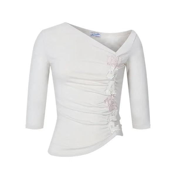 [BUNJANG] Please Follow Me Julie Unbal Patch Top Vanilla / 새상품)플리즈노팔로우 쥴리 언발 패치 탑 Julie Unbal Patch Top