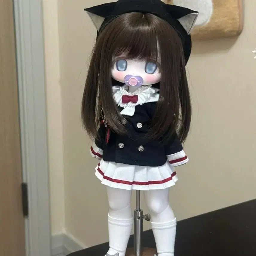 [BUNJANG] Anime Doll Clothes Beret & School Uniform Set / 숏usd 아니메 인형 옷 고양이 베레모 교복