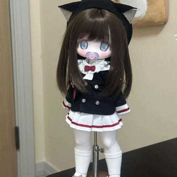 [BUNJANG] Anime Doll Clothes Beret & School Uniform Set / 숏usd 아니메 인형 옷 고양이 베레모 교복