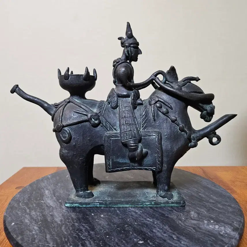 [BUNJANG] Bronze Alloy Recreated Silla Dynasty Horse-Riding Figure Pottery / "신주,놋쇠,청동,황동" 소재 오래된 기마인물형 토기 재현품.