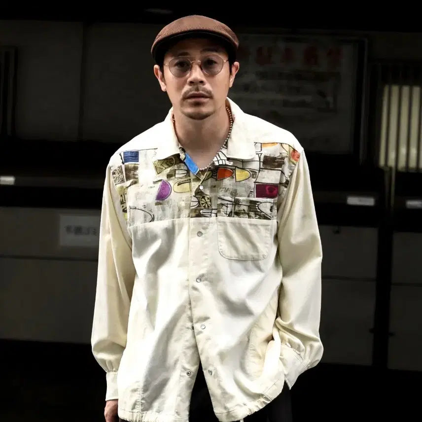 [BUNJANG] AiE Corduroy Open Collar Coach Shirt Jacket - Ivory, Size M / AiE 코듀로이 오픈카라 코치 셔츠 자켓 아이보리 m 셔켓 남이서팔 엔가