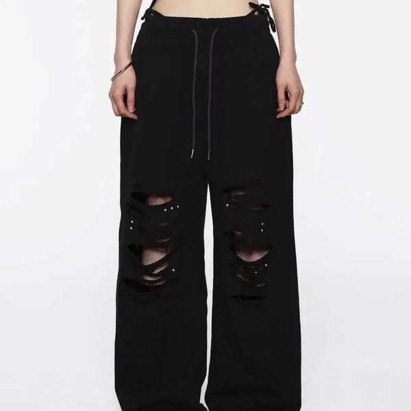 [BUNJANG] LAKCAKE Cross Hotfix Damage Jogger Training Pants / 락케이크 크로스 핫픽스 데미지 조거 트레이닝 팬츠