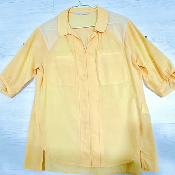[BUNJANG] BNX Women's Yellow Cotton Shirt / 여성 옐로우 면 셔츠 free