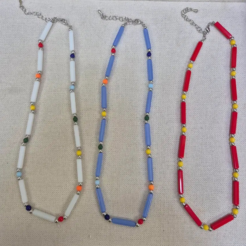[BUNJANG] Glass Bead Necklace Set (3 Pieces) / 유리 비즈 목걸이 3개 몽땅