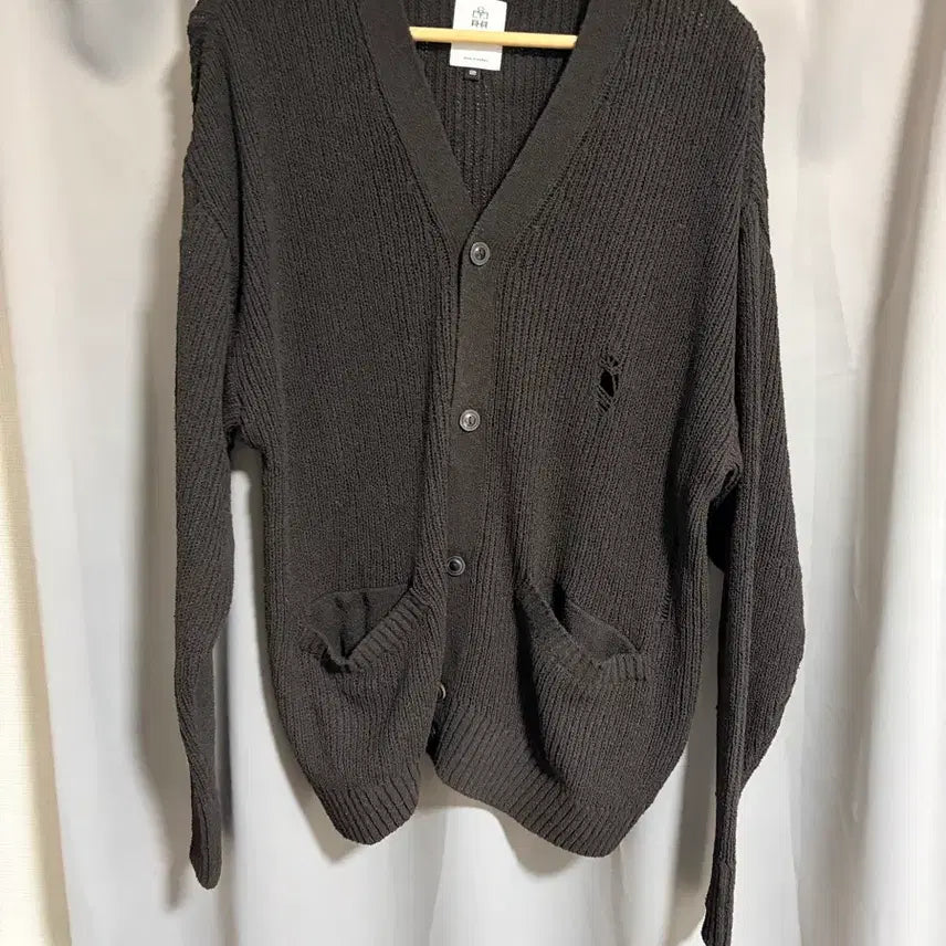 [BUNJANG] Polilu Distressed Cardigan Black / [2] 폴리테루 데미지드 가디건 블랙