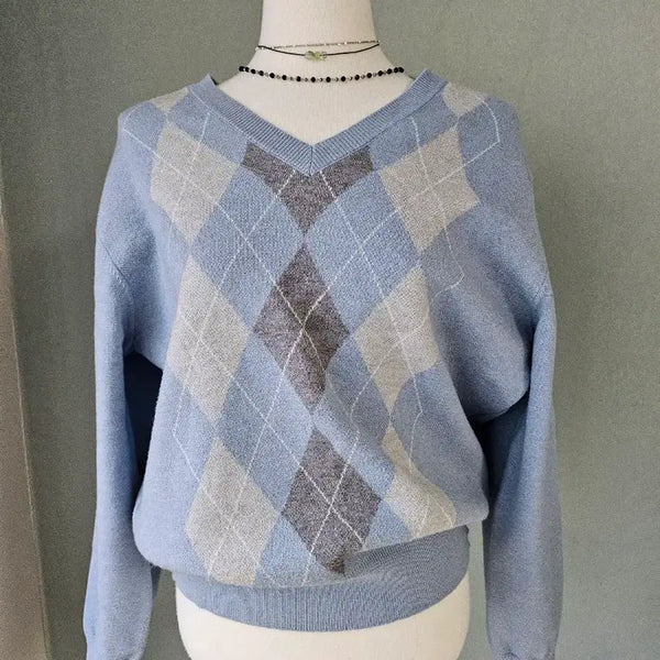 [BUNJANG] Mixxo Argyle Pattern Knit Sweater / 미쏘 아르가일 패턴 니트 스웨터