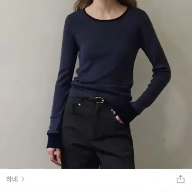 [BUNJANG] Hane Mellow Slim Knit Top Ink Navy / 하네 멜로우 슬림 니트 탑 잉크 네이비 (새상품)