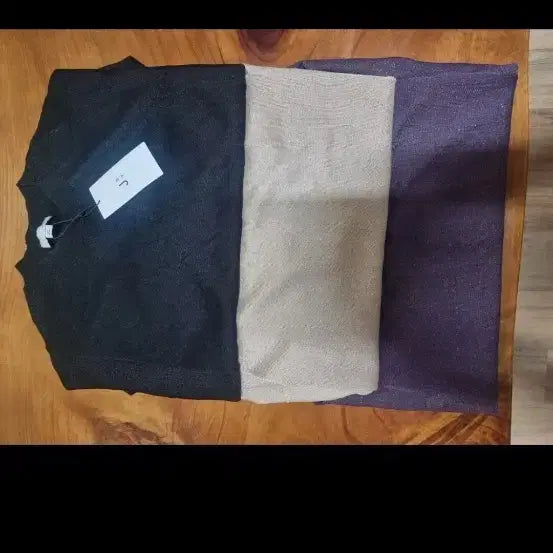 [BUNJANG] Knit 3-Piece Set Black/Beige/Purple / 니트 3종 세트 블랙/베이지/퍼플