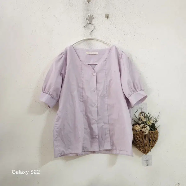 [BUNJANG] Lavender Ruffle Sleeve Blouse / 연보라색 프릴 소매 블라우스