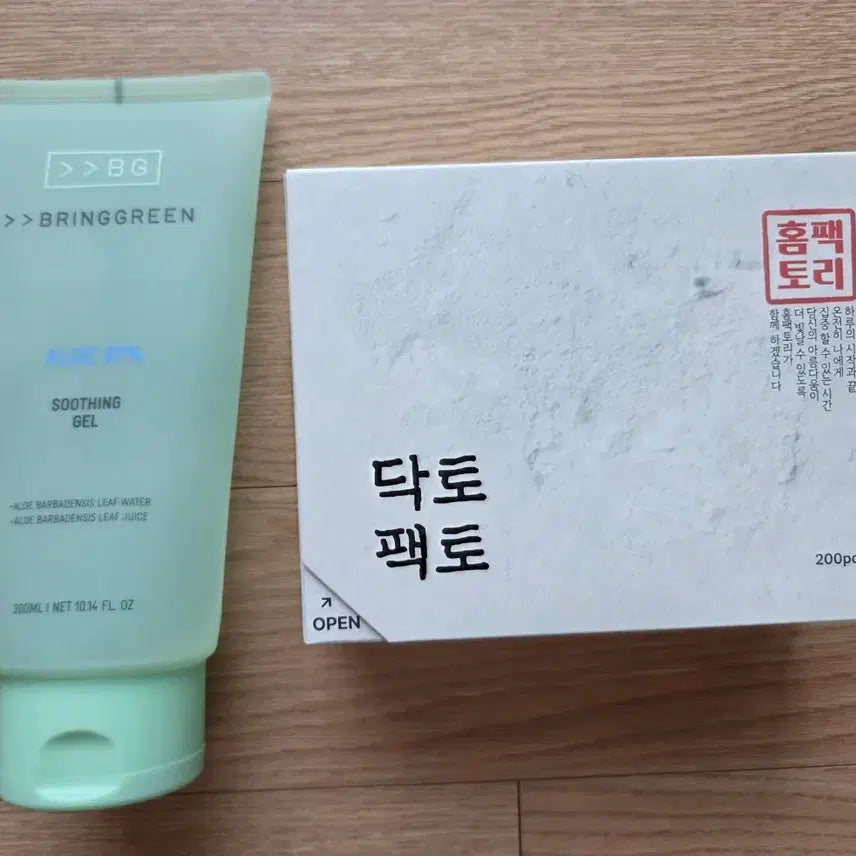 [BUNJANG] Bring Green Aloe Soothing Gel & Dactor Factory Cotton Pads Bundle / 브링그린 알로에 수딩젤, 닥토팩토 늘어나는 화장솜 일괄판매