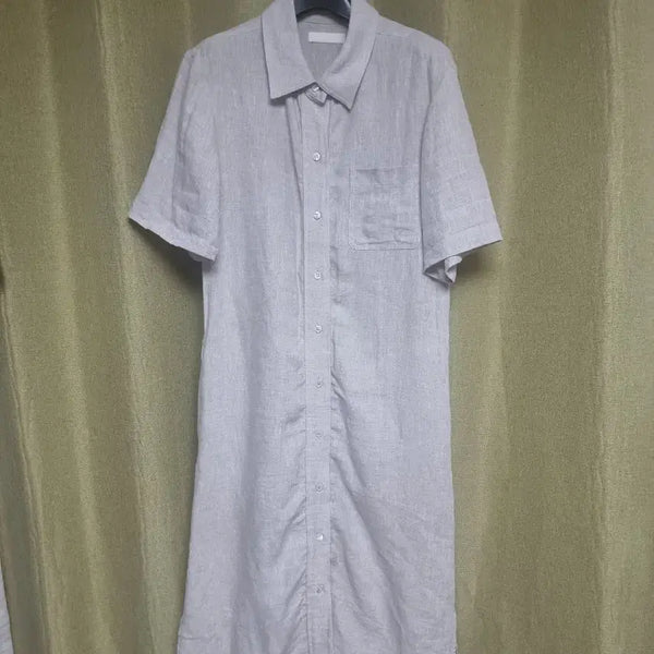 [BUNJANG] ORR 100% Linen Short Sleeve Shirt Dress / ORR린넨100% 반팔 셔츠 원피스