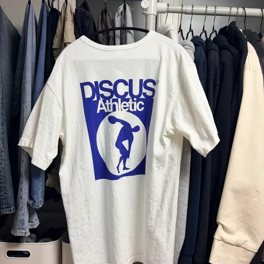 [BUNJANG] Discus Athletic Short Sleeve T-Shirt White / 디스커스 애슬레틱 반팔 티셔츠 화이트