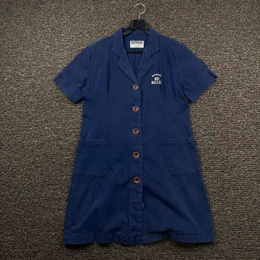 [BUNJANG] Sculptor Navy Button Dress / 스컬프터 네이비 버튼 원피스