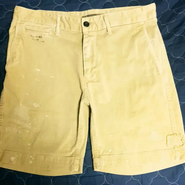 [BUNJANG] Zara Homme No.0083 Damage Stretch Chino Shorts Beige (34) / 자라 옴므 no.0083 데미지 스트레치 치노 쇼츠팬츠 베이지 (34)