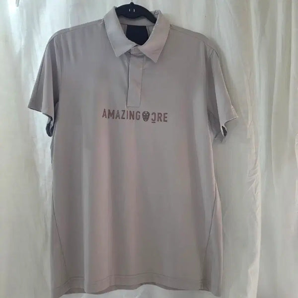 [BUNJANG] Amazingcore Logo Short-Sleeve Polo Shirt Beige M / 어메이징코어 로고 반팔 카라티 베이지 M