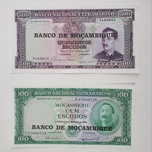 [BUNJANG] Mozambique 500 & 100 Escudo Currency Set (Near Mint) / 모잠비크 화폐 2종